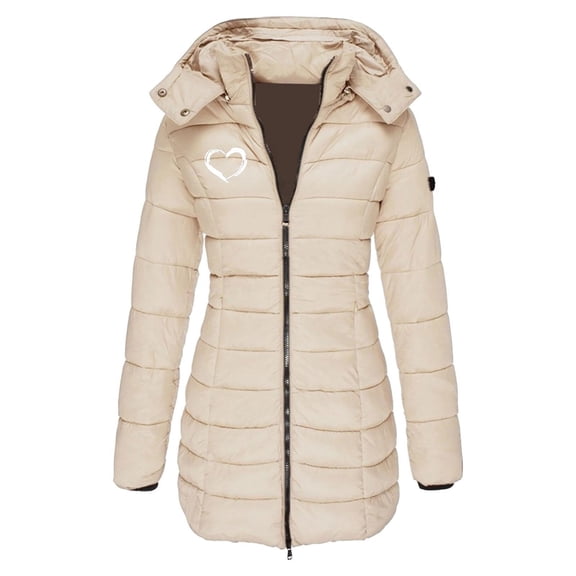 Taylonsss Women's 3/4 Sleeve Hooded Mid-Length Casual Jacket with Small Print, V-Neck Fashion Coat Comfortable for Home Daily Use and Work Wear