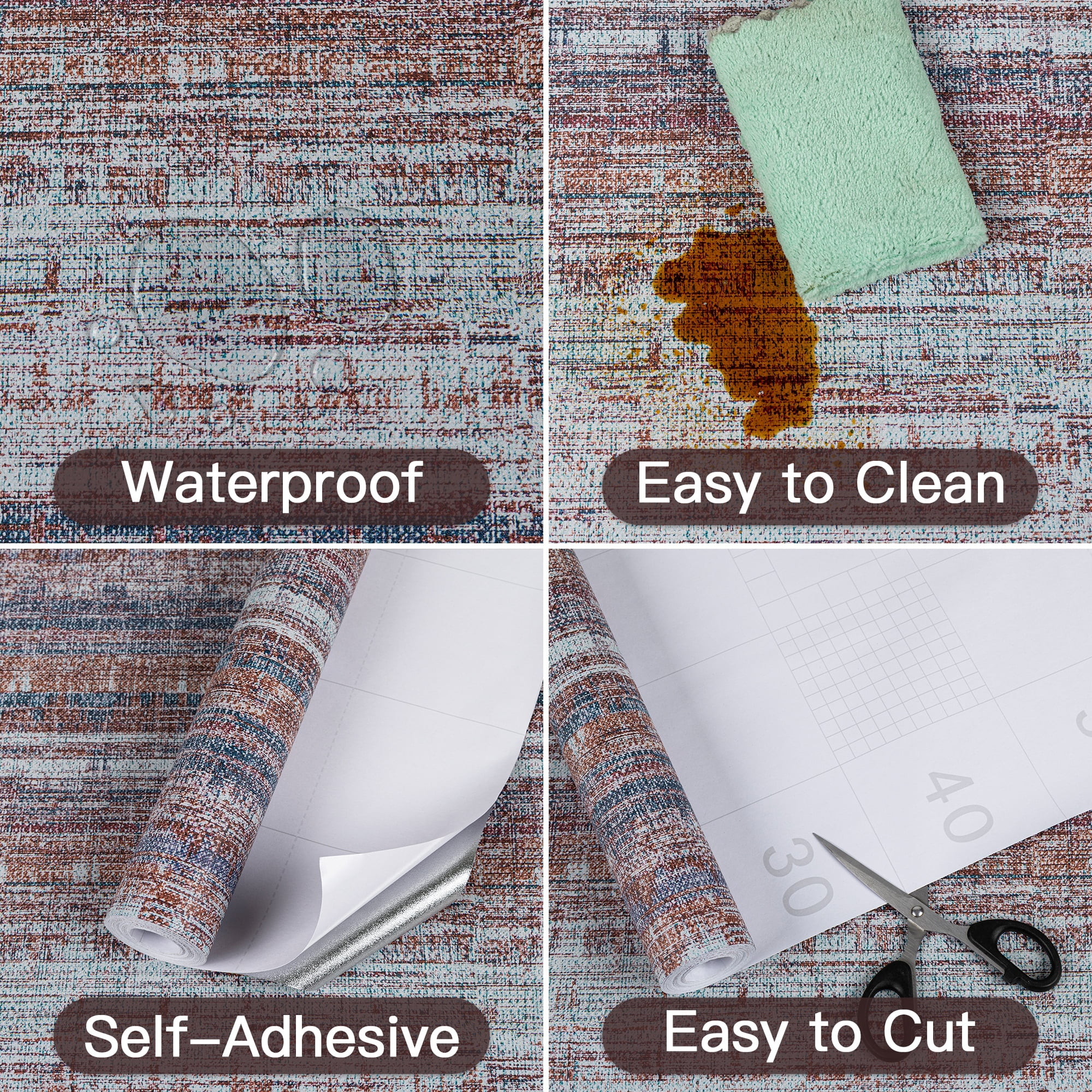 UMIGGEE Faux Grass Cloth Multicolor Wallpaper Peel and Stick Wallpaper 17.3-in x 118-in Self-Adhesive Removable Contact Paper for Furniture