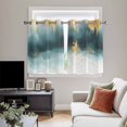 thumbnail image 5 of Modern Teal Gold Kitchen Curtains Short 54 Inch Length, Abstract Geometric Lines Grommet Top Bedroom Living Room Curtains, Light Filtering Cafe Curtain Drapes 2 Panels Set 84''x54'', 5 of 9
