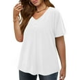 thumbnail image 5 of Clearance under 10$ Sevevn Women's Plus Size Top Casual Solid V Neck Loose Short Sleeve T-shirt Top Blouses Clearance Sales Online Deals White XXXL, 5 of 8