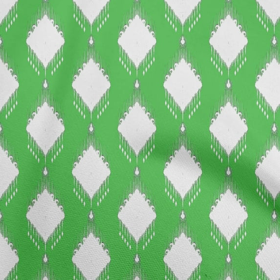 oneOone Cotton Poplin Green Fabric Ikat Fabric For Sewing Printed Craft Fabric By The Yard 42 Inch Wide