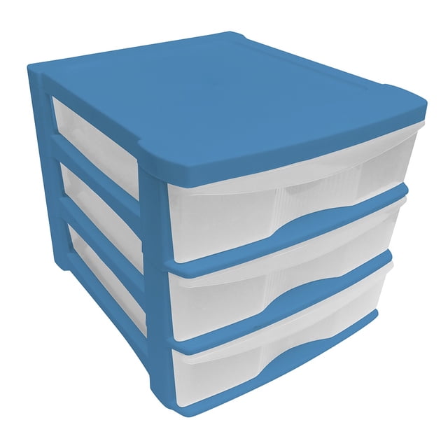 Cajonera Plastic Trends Escritorio 3 niveles Azul