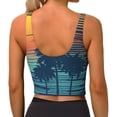 thumbnail image 4 of Goofa Palm Trees Printed Sports Bras for Women, High Impact Running Bra Workout Crop Tank Tops Longline Sports Bra Push up-Medium, 4 of 9
