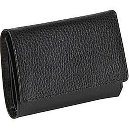 Black Leather French Purse - Budd Leather 291332-1 Pebble Grained Leather French Purse Foldover Wallet - Black