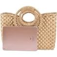 thumbnail image 2 of YOUI-GIFTS Hand-woven Straw Bag Women Summer Beach Handbag Purse Retro Rattan Tote Clutch Travel Bag with Wood Round Top Handle, 2 of 7