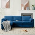 thumbnail image 4 of JUSTLET Modular Sectional Sofa, L Shaped Corduroy Sofa Couch, Modular Sectionals with Ottomans, 4 Seat Sofa Couch with Chaise for Living Room Bedroom, Navy, 4 of 10
