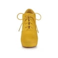 thumbnail image 2 of BLISSFUL STEP Women's Ankle Boots Faux Suede Chunky Heel Platform Lace - up Round Toe Dress Boots Yellow 7, 2 of 7