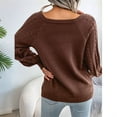 thumbnail image 6 of Women'S Casual Knitted Pullover Sweaters Long Sleeve Crew Neck Jumper Tops Brown L, 6 of 10