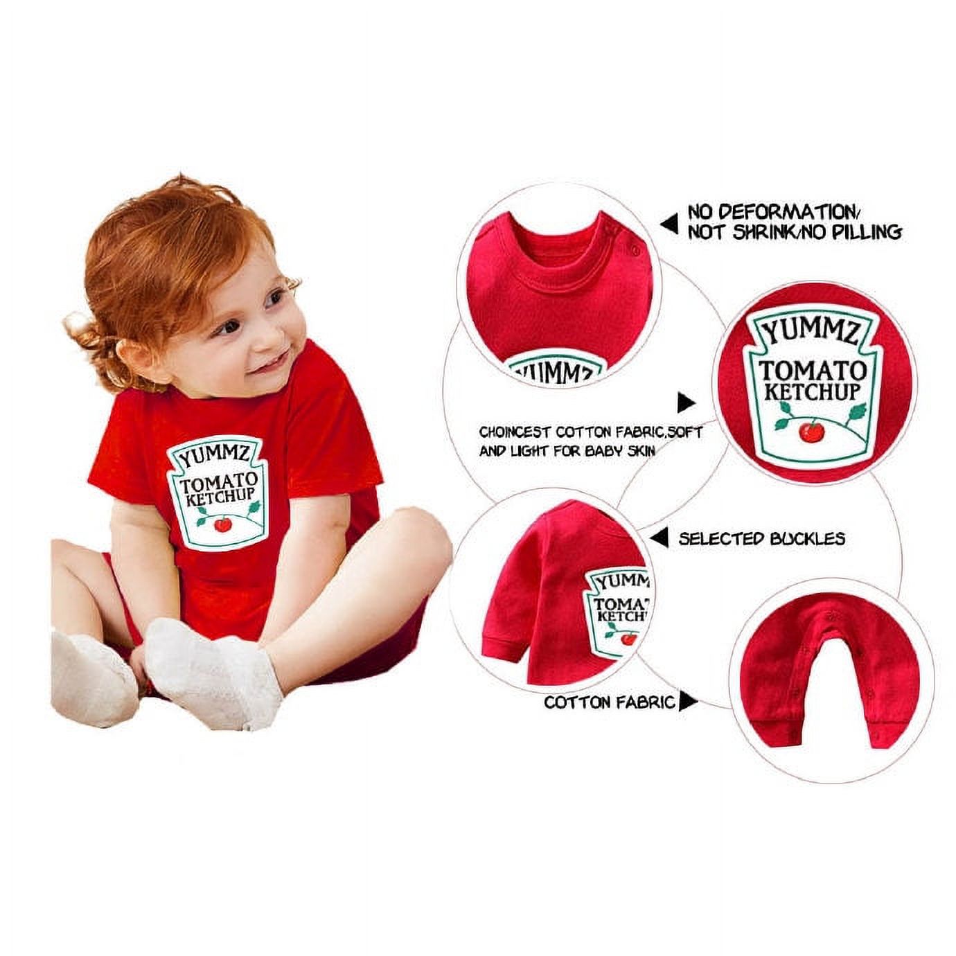 YSCULBUTOL Baby Twins Bodysuit Ketchup Mustard Unisex Boy Girl Romper Infant Newborn Outfit(0-3 months)
