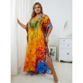 thumbnail image 6 of Edolynsa Plus Size Kaftan Dresses for Women Maxi Beach Dress Bathing Suit Cover up Lightweight Resort Wear Mumu Dress, 6 of 11