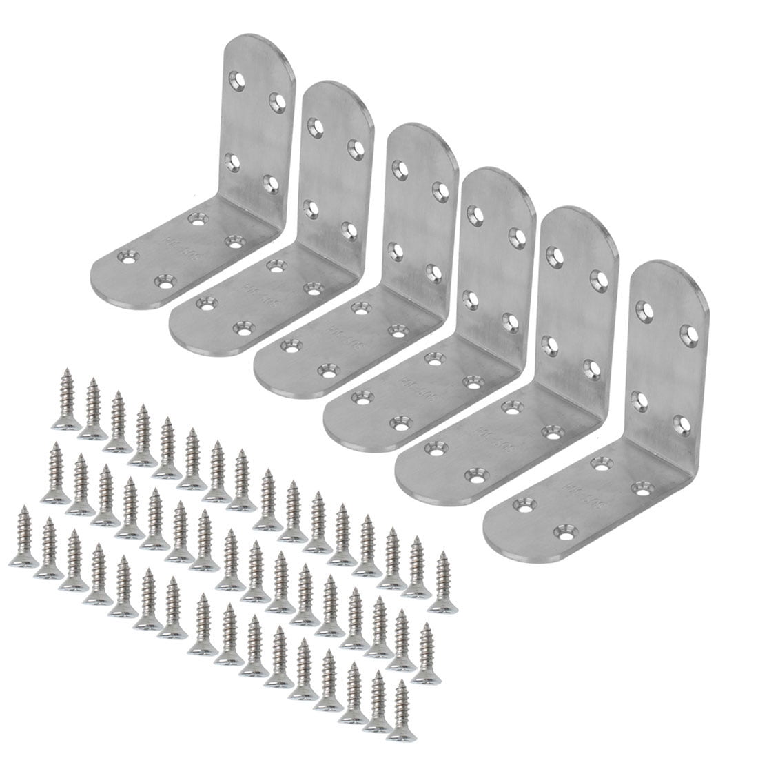 Uxcell 6Pcs 85x85mm Stainless Steel L Shaped Right Angle Brackets with Screws,HighGloss