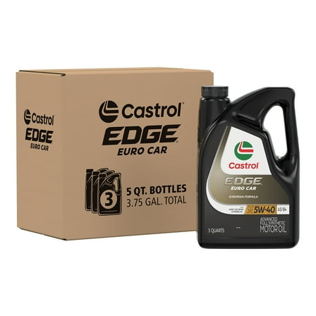 Castrol Edge Euro 5W-40 A3/B4 Advanced Full Synthetic Motor Oil, 5 Quarts, Case of 3