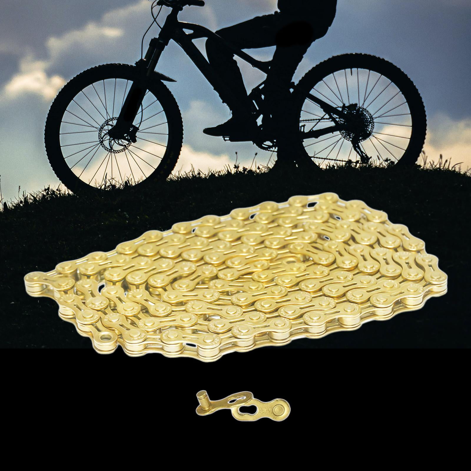Colaxi Bike Chain 8Speeds Quick Link Easy Installation 116L Ultralight Universal Half Hollow Chains Chain for Mountain Bikes Gold Walmart