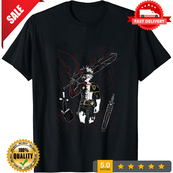 Vintage Asta Yuno T-shirt Clover Anime Manga Asta Girl Gifts Black Shirt All Size, NEW INSTOCK-TH78555