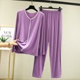 thumbnail image 5 of Fdfklak-Conjunto de pijama de 2 piezas para mujer, traje de noche de primavera y otoño, ropa de salón, pantalones de manga larga, conjunto de sueño, 2024, 5 of 5