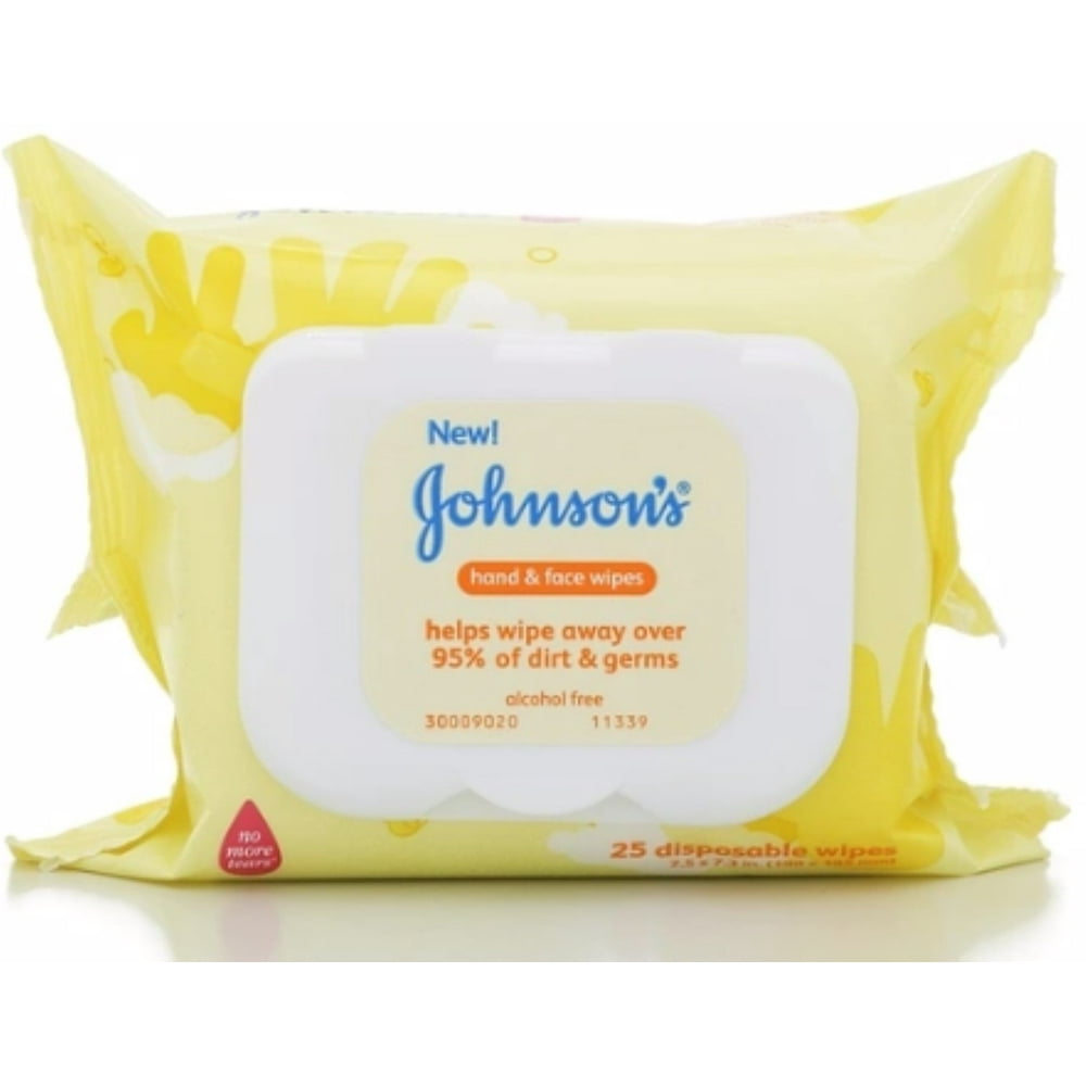 JOHNSON'S Hand & Face Wipes 25 Each (Pack of 4)