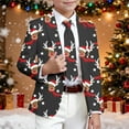 thumbnail image 2 of DHFJKG Boys Christmas Suit Jackets Formal Party Coat Xmas Printed Long-Sleeve Button-Front Slim-Fit Stretch Blazer For 3-14 Years Old Kids Festive Celebration, 2 of 5