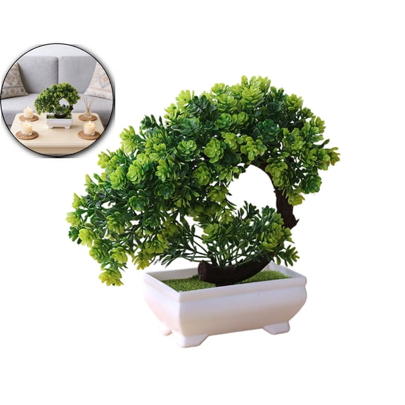 Fake Plants Small Artificial Bonsai Tree for Home Decor Living Room Bathroom Bookshelf Entryway Table Wall Shelf Modern Farmhouse Decor, 7.8" Tall