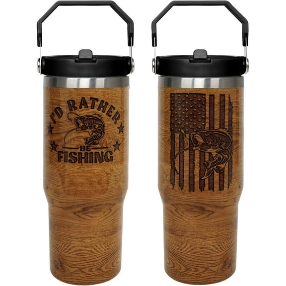 Fishing Gifts for Men I''d Rather be Fishing Dad Gifts Father''s Day Christmas Gifts 30 OZ Tumbler with Handle and Flip Straw