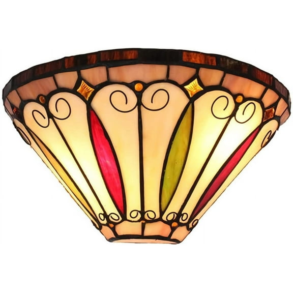 Artistic Style Wall Sconce, 12" Width Stained Glass Wall Lamp,E26 Bulb, Vintage Night Light for Living Room Bedroom Bathroom Hallway Bedside Lamp, 30X20cm,B