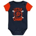 thumbnail image 2 of Newborn & Infant Navy Detroit Tigers Little Champ Three-Pack Bodysuit Bib & Booties Set, 2 of 4