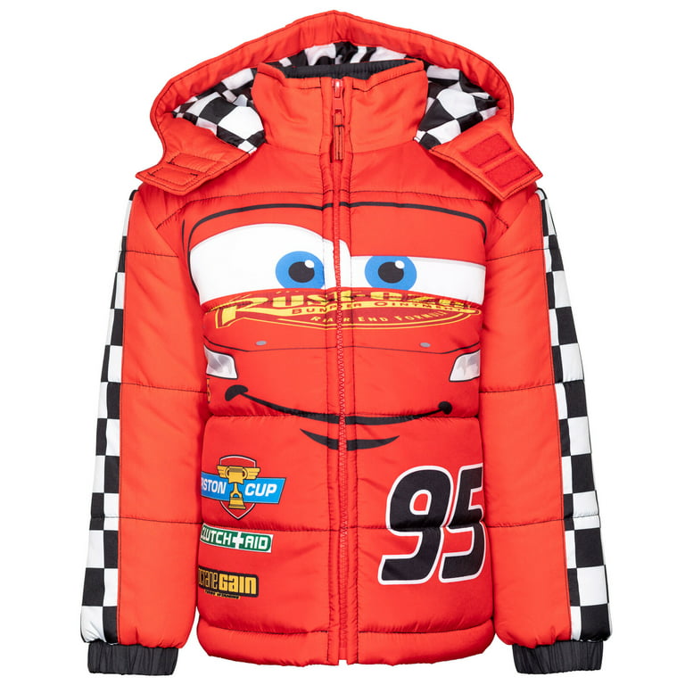 Disney Pixar Cars Lightning Mcqueen Toddler Boys Winter Coat Puffer Jacket Red 3T