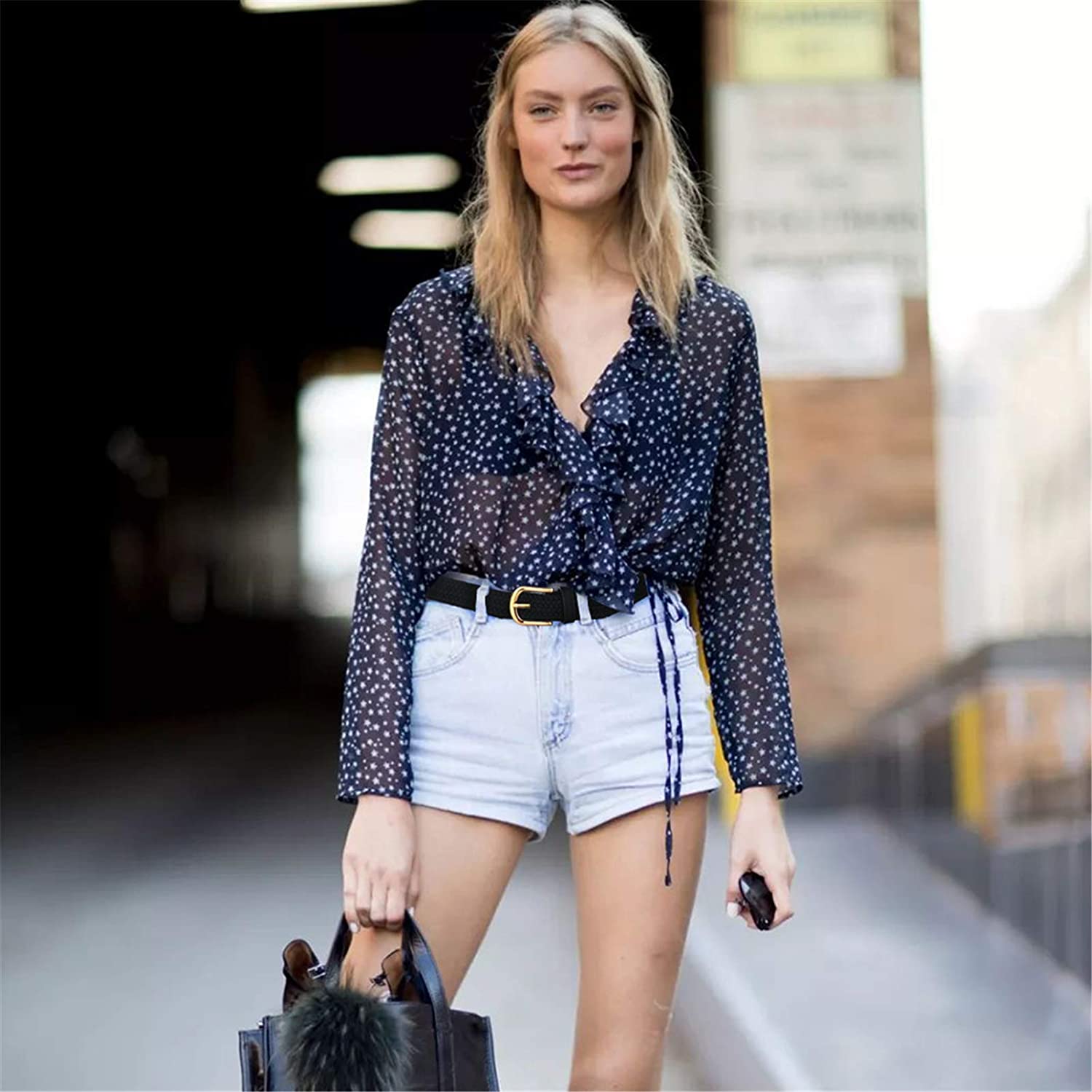Belts Women, Ladies Woven Elastic Belt 
