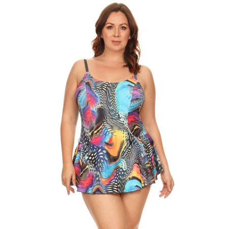 Dippin' Daisy's Plus Size Aqua Swirls One Piece Swimdress ...