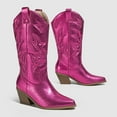 thumbnail image 5 of UngA Boots for Women Cowboy Boots for Women Ankle Cowgirl Booties Wide Mid Calf Pointed Toe Western Boots Short Classic Booties Hot Pink,5.5, 5 of 7