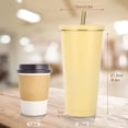 thumbnail image 4 of Taza de viaje de 750 ml, taza de acero inoxidable de doble pared, botella de agua con aislamiento al vacío, taza de café con agua aislada, taza de doble pared con pajita, cepillo y tapa, 4 of 5