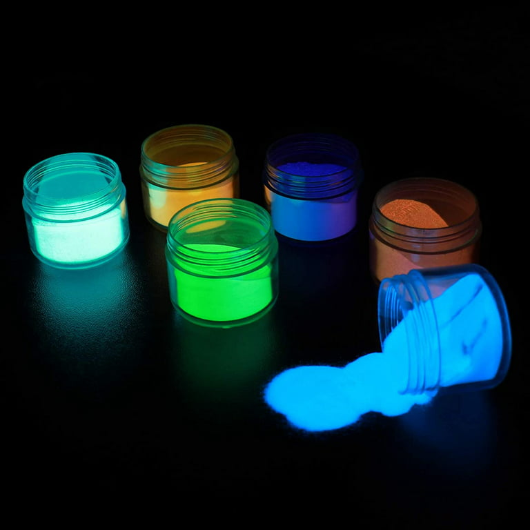 Glow in The Dark Powder Pigment Luminous Dye Set,6 Fluorescent Colors Glow  in the Dark Acrylic Paint for Epoxy Resin, Soap,Slime, Nail Art, Body Paint
