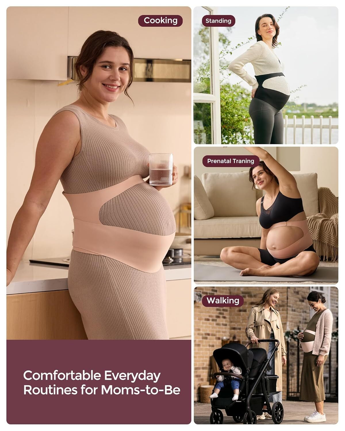 Momcozy Pregnancy Belly Band, CozySupport Ergonest Maternity Belly Band, Invisible Pregnancy Belt for Back, Abdomen, Waist