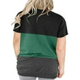 thumbnail image 4 of LANREMON Plus Size T Shirts for Women Short Sleeve Casual Round Neck Women Tops Color Block Tunic Blouse with Pockets BlackGreen 22 Plus, 4 of 5