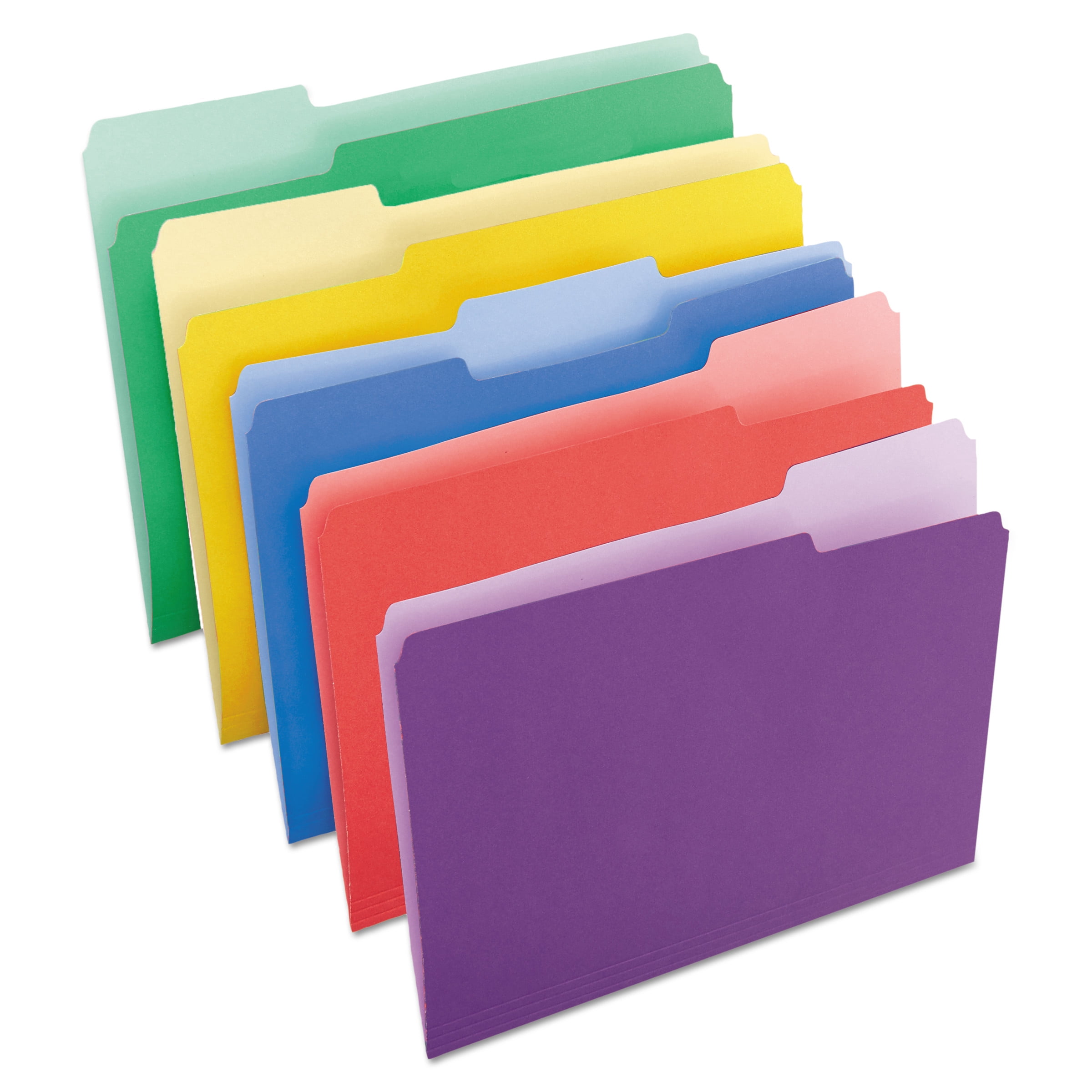 Universal Deluxe Colored Top Tab File Folders, 1/3-Cut Tabs, Letter Size, Assorted, 100/Box -UNV10506