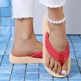 thumbnail image 6 of BADHUB Women's Casual Non slip Flat Bottom Flip Flops Comfortable Soft Bottom Summer Vacation Flat Flip Flops Red 41, 6 of 6