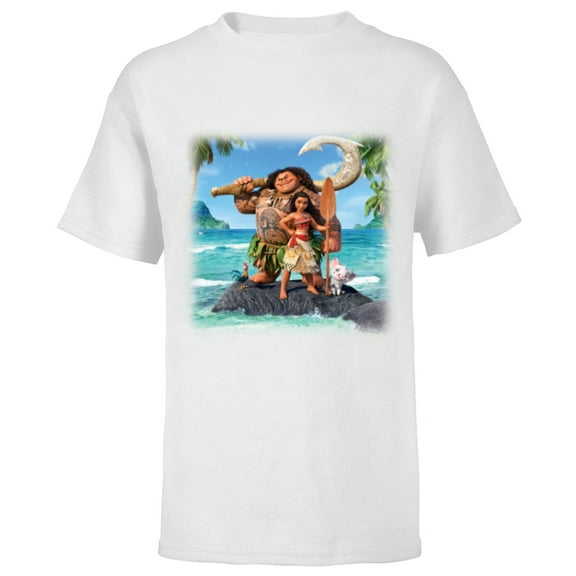 Disney Moana Maui Heihei and Pua Tropical Ocean Heroes - Short Sleeve T-Shirt for Kids - Customized-White