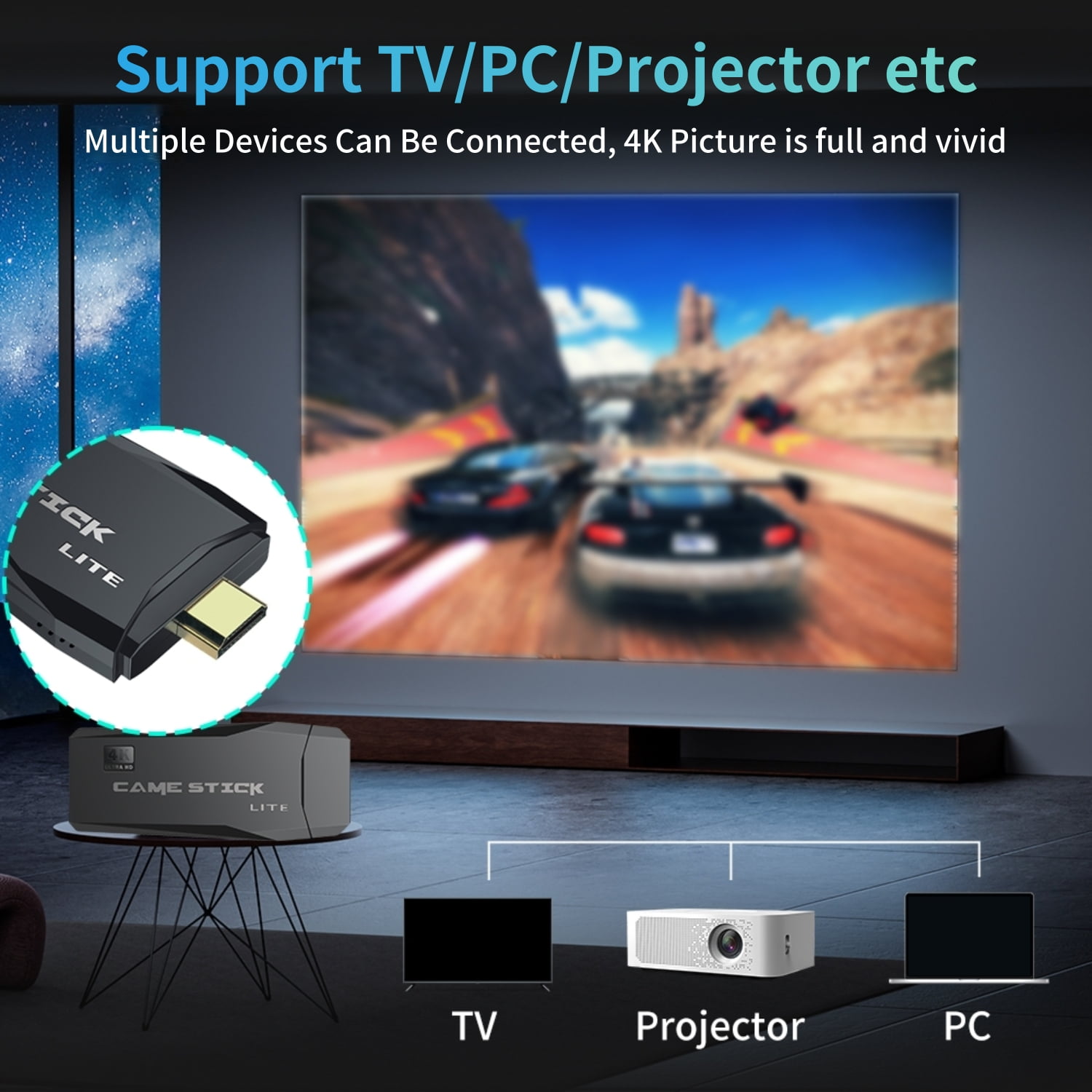 ZYTKWT M8 Video Game Console - 4K HDMI, 2.4G Wireless Controllers, 64GB, 40,000+ Games, Portable