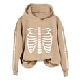 thumbnail image 3 of Women's Skeleton Print Hoodie Long Sleeve Loose Fit Pullover Sweatshirt for Halloween Party Streetwear Casual Outfit Fall Winter Fashion Womens Hoodies Sweatshirts Brown S, 3 of 3