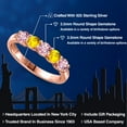 thumbnail image 2 of Gem Stone King 18K Rose Gold Plated Silver Pink Lab Grown Diamond and Yellow Sapphire Wedding-Bands Ring for Women | 0.86 Cttw | Round 3.5MM | Gemstone April Birthstone | Size 6, 2 of 6