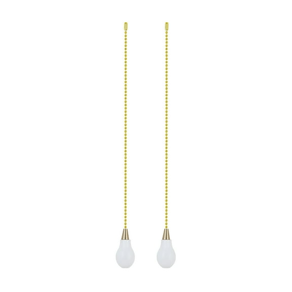 Aspen Creative 20501-22, 12" White Wooden Knob Pull Chain with Metal Top in Polished Brass, 2 Pack