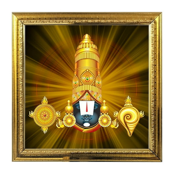 Tirupati Balaji India God Photo Frame for Pooja Hindu Bhagwan Venkateswara PhotoWall Decor Photo Venkatachalapati 5.4 in