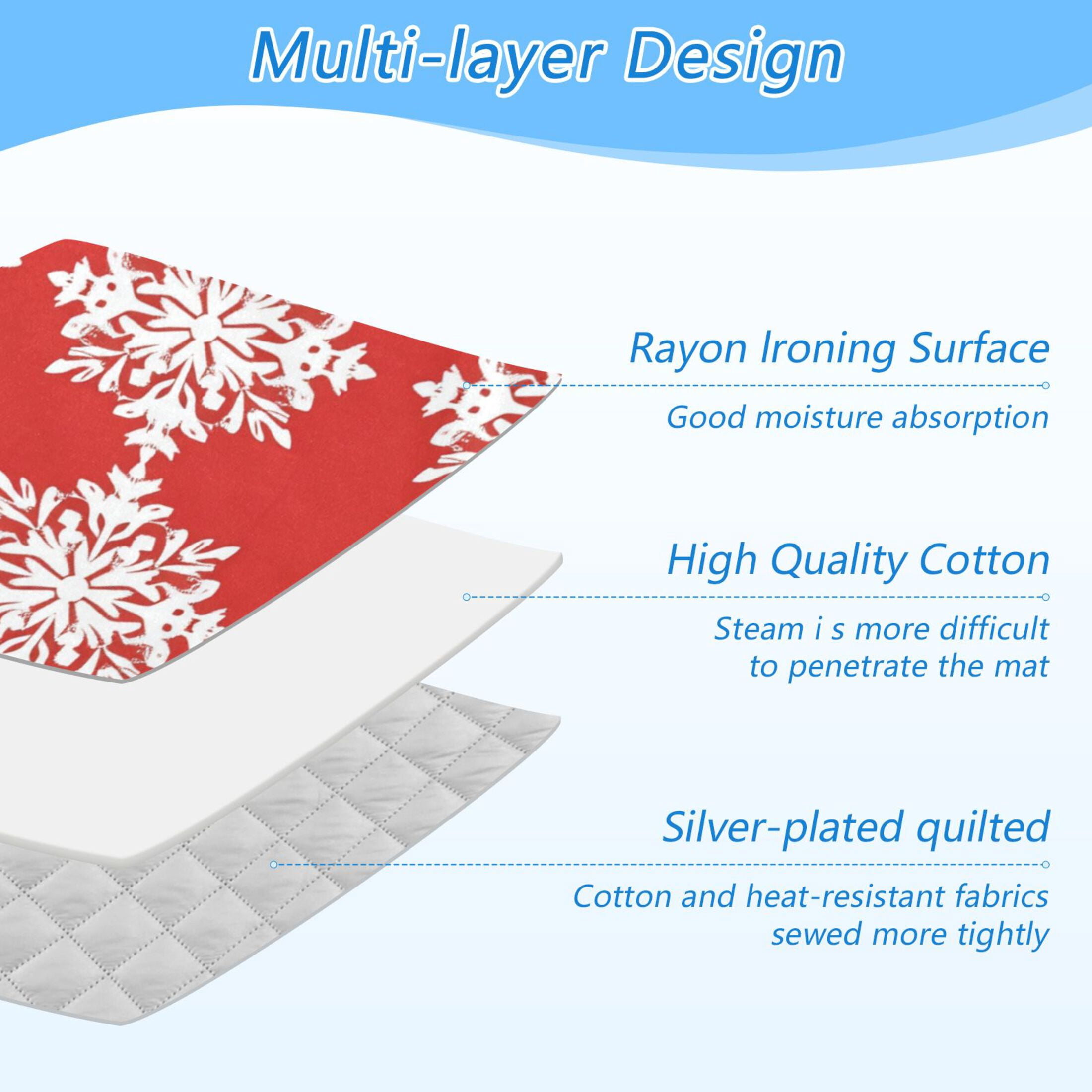 Red Background Christmas Snowflakes Ironing Mat Blanket Portable Travel Ironing Pad Heat Resistant Pad 47.2" x 27.6”