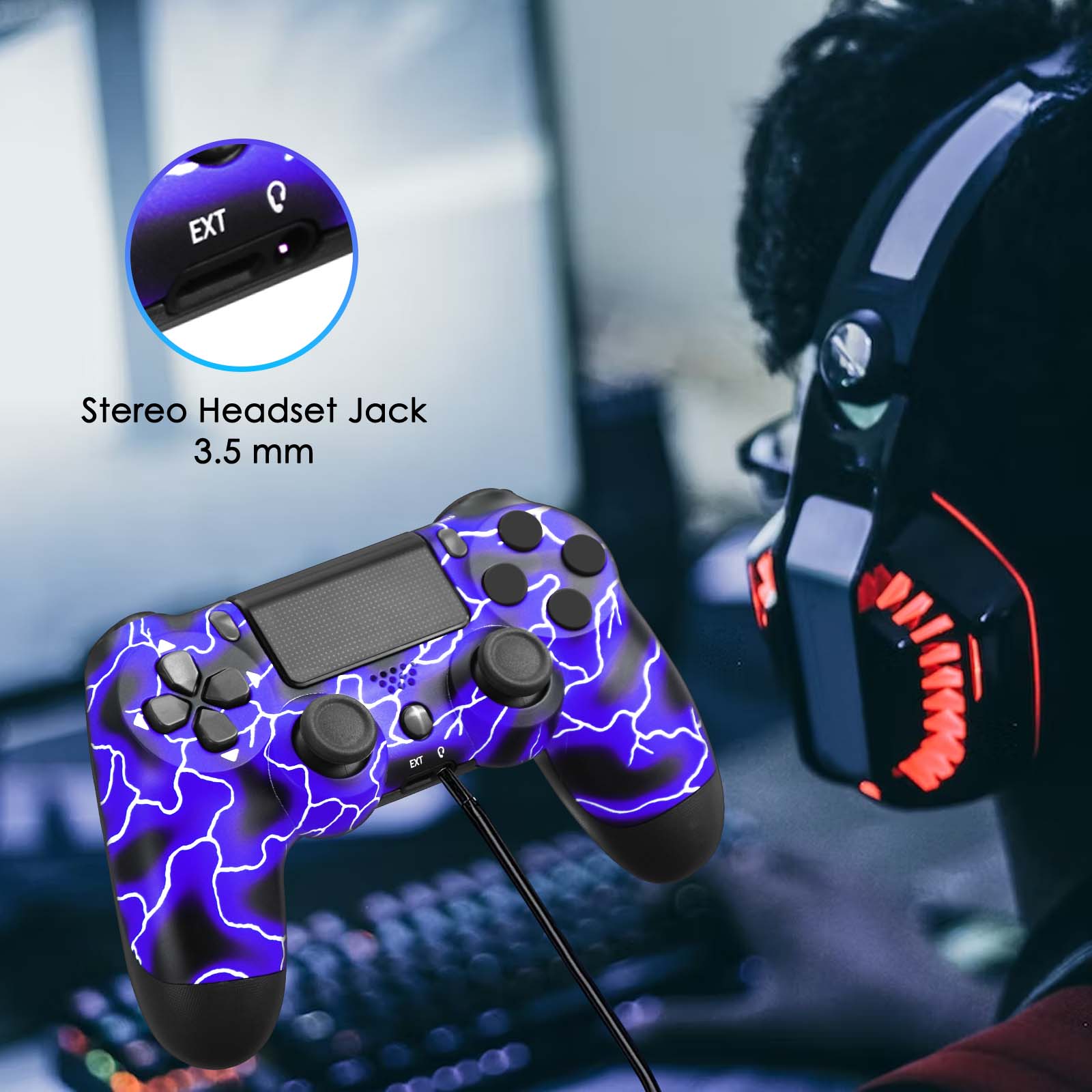 Wireless Controller Compatible for PS4, Remote Control Compatible with Playstation 4/PS4 Slim/PS4 Pro/Windows PC, Purple