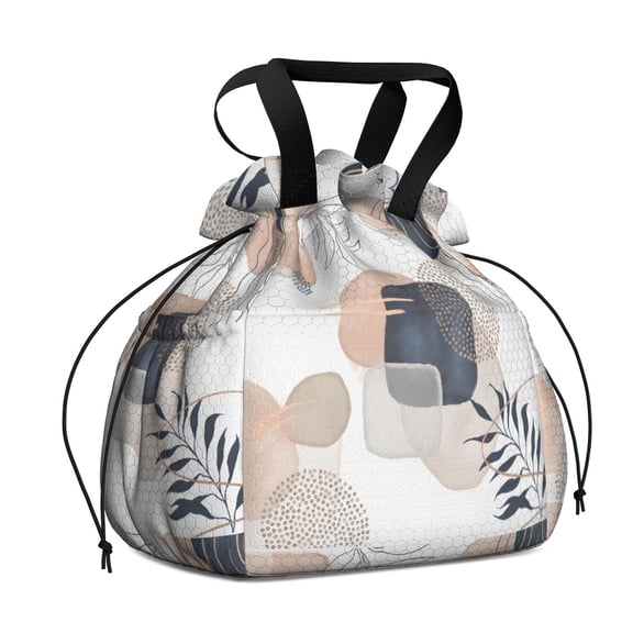 Boho Bohemian Art Drawstring Lunch Bag Women - Drawstring Lunch Bag Insulated for Work Office - Stain-Resistant Large Lunchbags for Women with Multi-Pockets