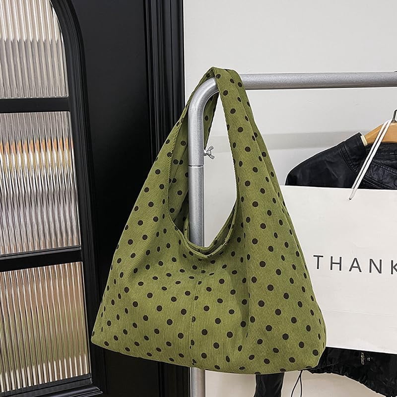 SPEKSEE Polka Dot Hobo Bag for Women Trendy Slouchy Shoulder Bag Soft Handbag Underarm Purse For Work Travel