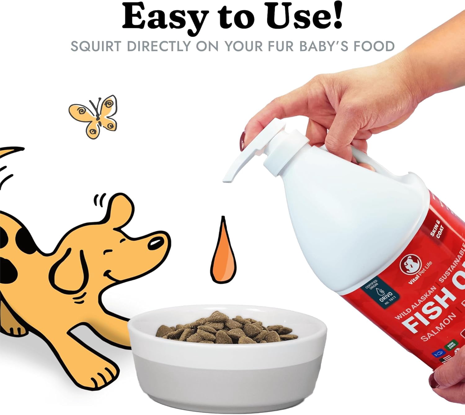 Vital Pet Life Fish Oil for Dogs & Cats for Skin, Coat & Joint Support, Omega 3 Salmon & Pollock Oil, 64 oz