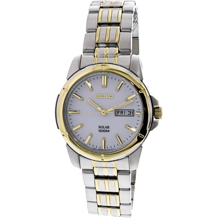 seiko silver tone solar men's watch