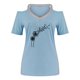 thumbnail image 2 of Gibobby Camisas mexicanas con cuello en V para mujer Blusa de manga corta con estampado de diente de león y cuello en V de verano para mujer(Azul claro,M), 2 of 5