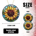 thumbnail image 2 of Funny Christmas Ornament,Yellow Sunflower In The Center,Xmas Round Ceramic Pendant, 2 of 6