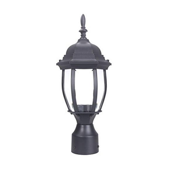 LIT-PaTH Outdoor Post Light Pole Lantern Lighting Fixture with One E26 Base Max 100W, Aluminum Housing Plus Glass, Matte Black Finish